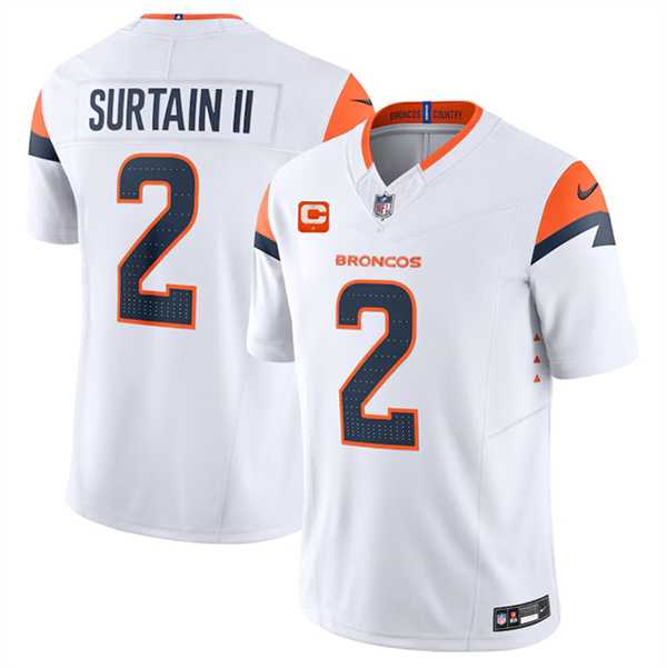 Men & Women & Youth Denver Broncos #2 Pat Surtain II White 2024 F.U.S.E. Wit 1-Star C Patch Vapor Limited Stitched Jersey